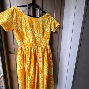 Handmade Yellow Scoop Neck Midi Sundress Size XS
